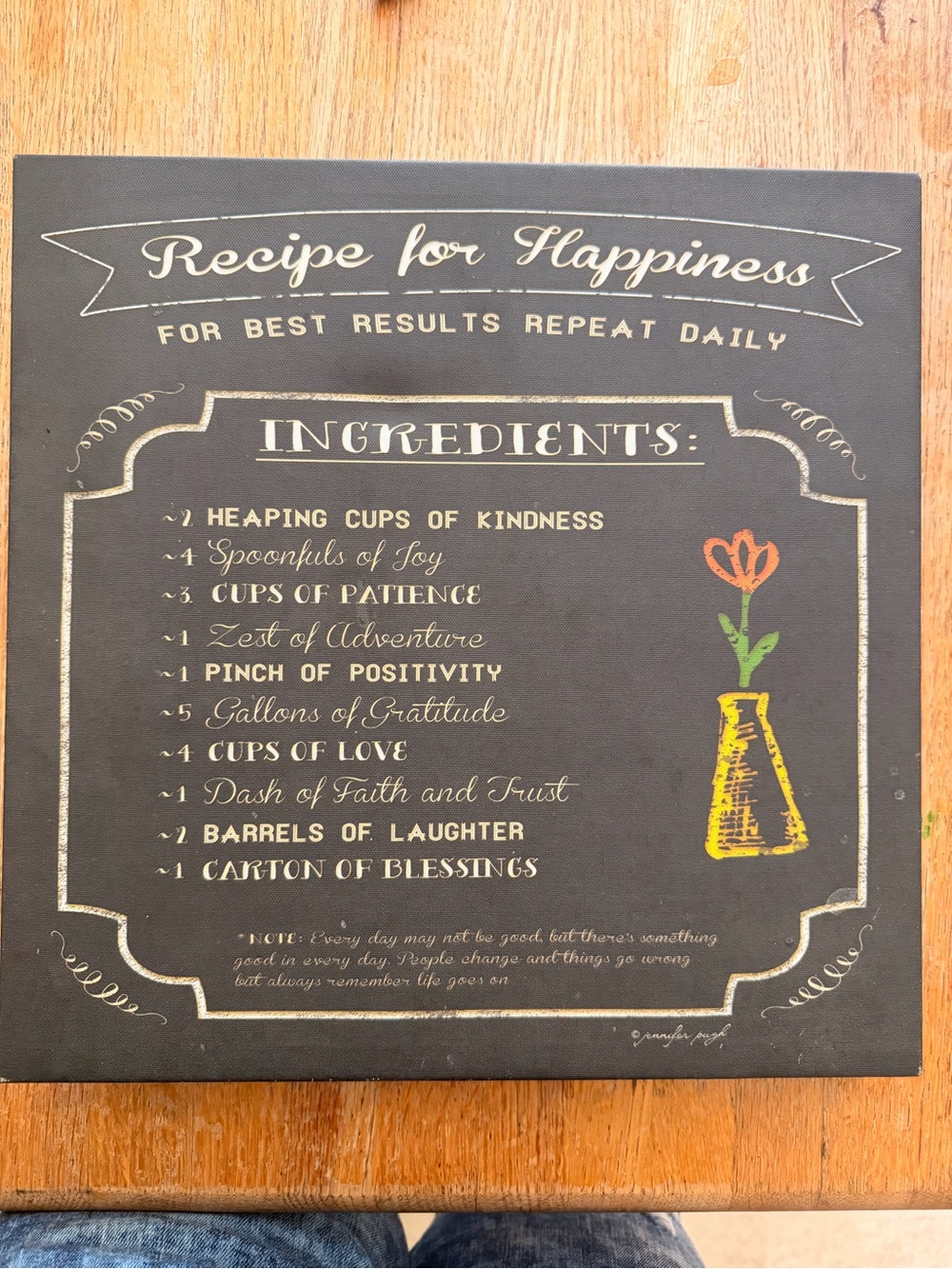 Chalkboard 'Recipe for Happiness' Wall Art - Black canvas print